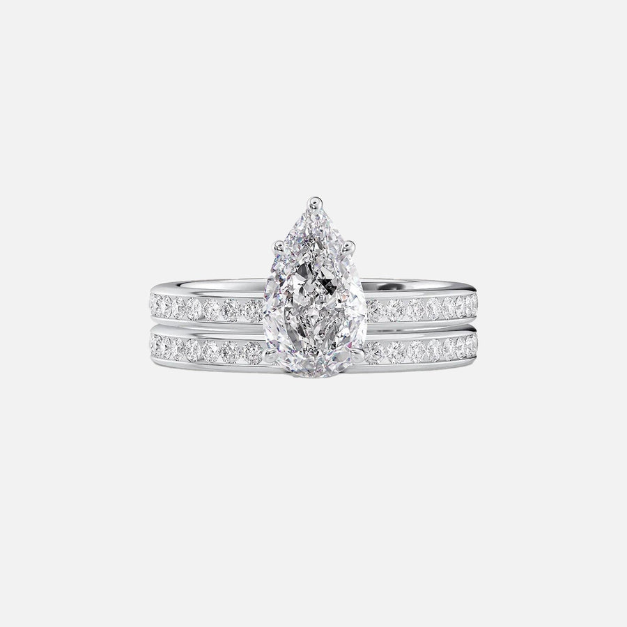  The Marilyn Pear Moissanite Ring 18k White Gold 003