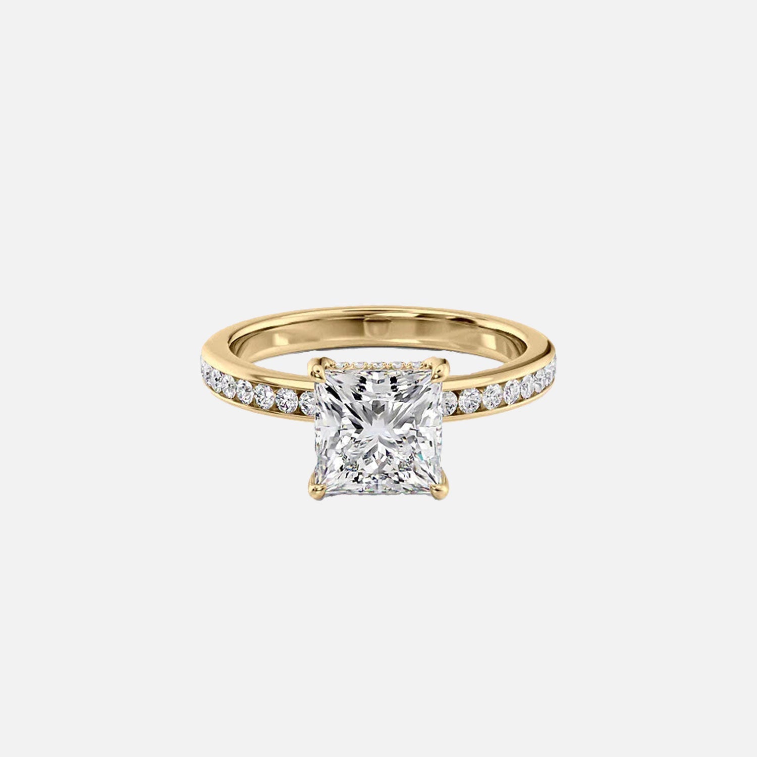 The Marilyn Princess Moissanite Ring 14k Yellow Gold 001