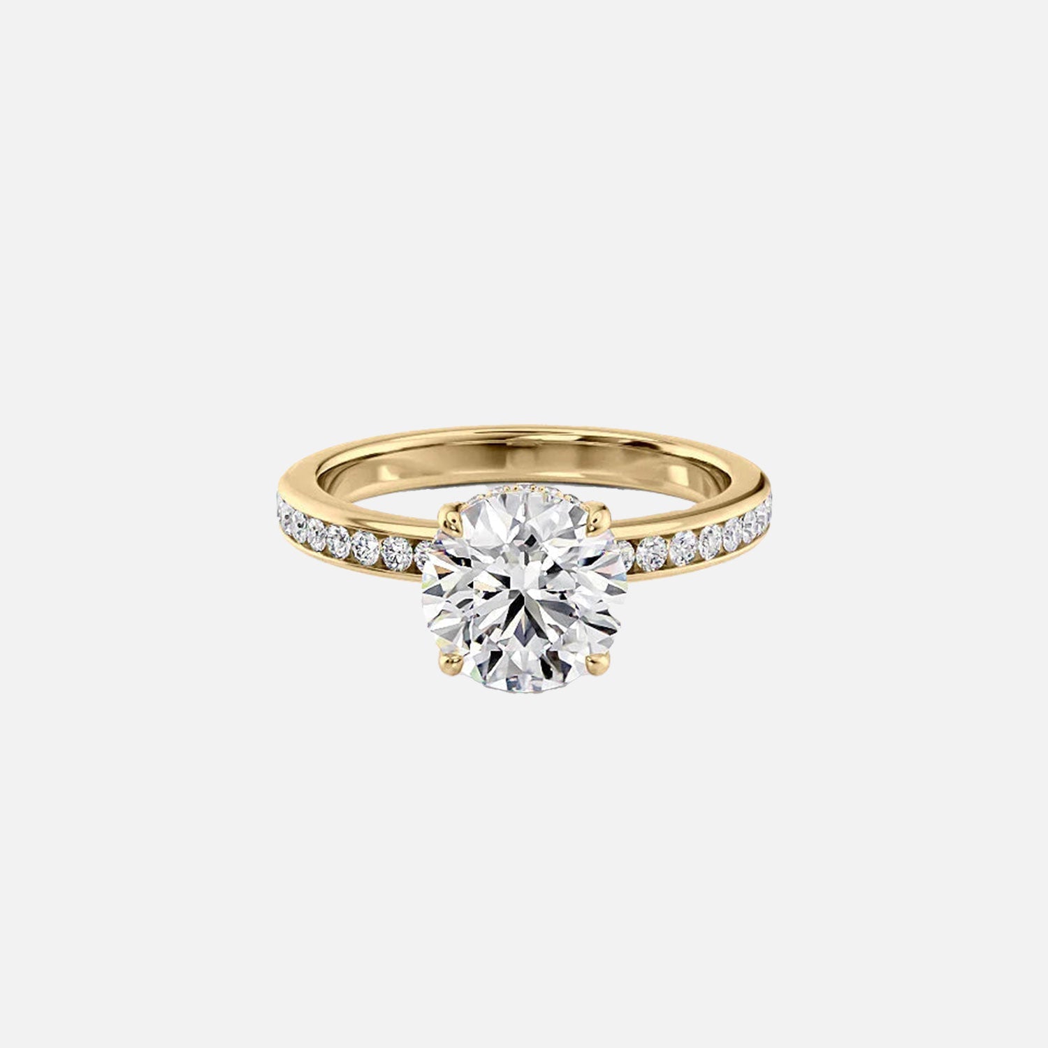 The Marilyn Round Moissanite Ring 14k Yellow Gold 001