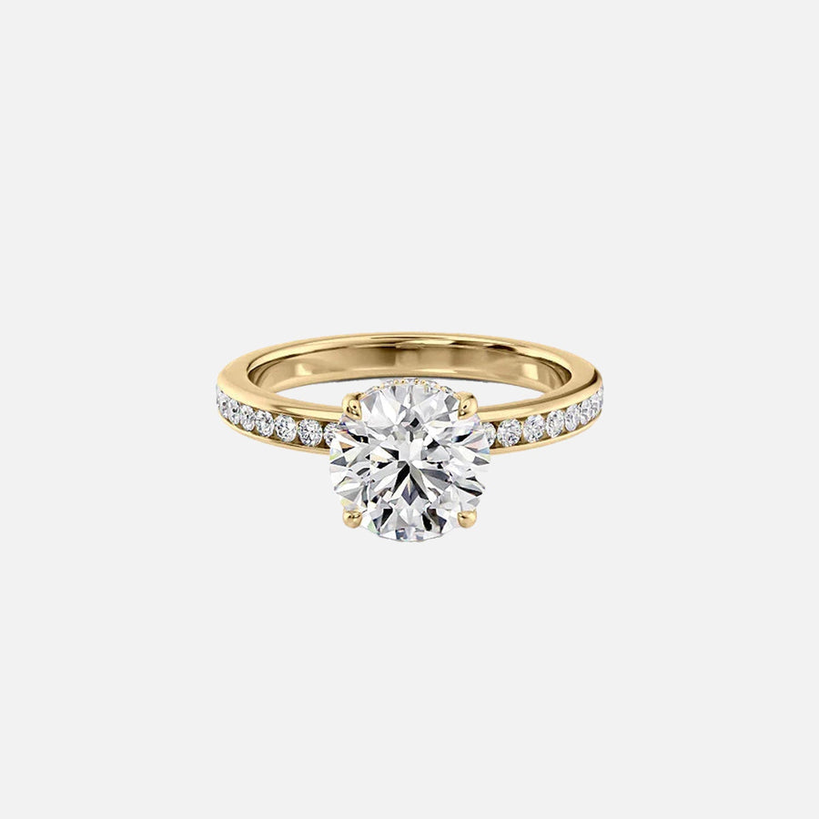 The Marilyn Round Moissanite Ring 14k Yellow Gold 001