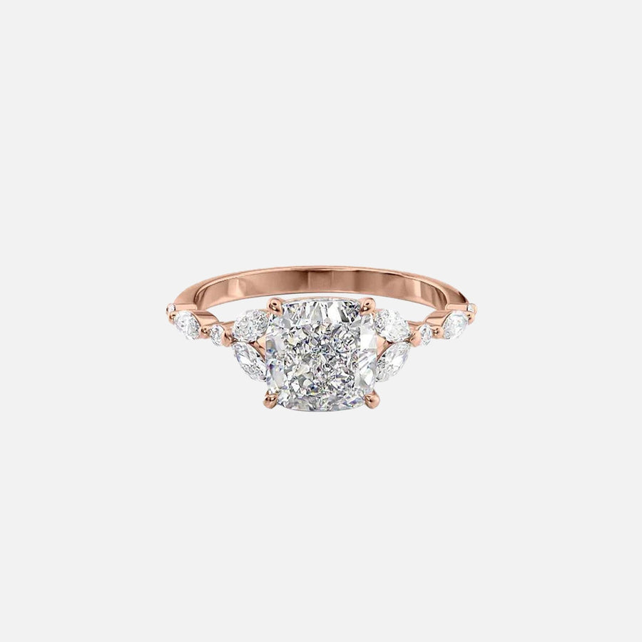  The Marquise Chelsea Cushion Lab Diamond Ring 14k Rose Gold 001