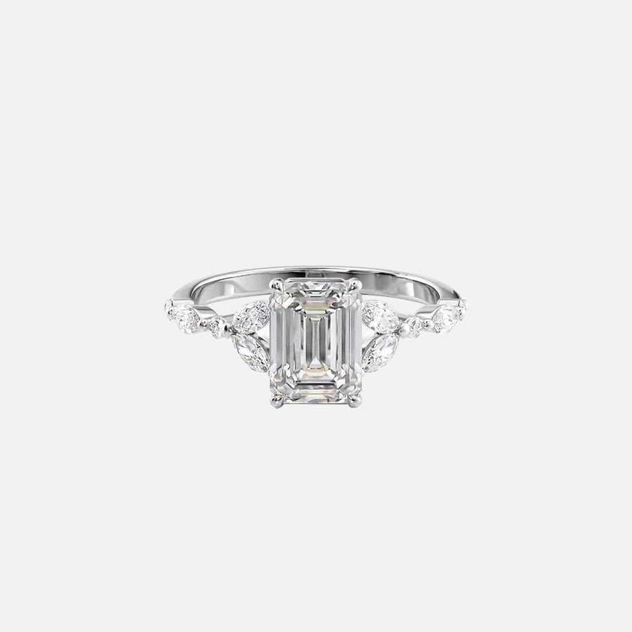  The Marquise Chelsea Emerald Lab Diamond Ring 18k White Gold 001