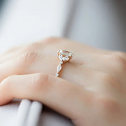  The Marquise Chelsea Emerald Moissanite Ring 18k Rose Gold 004