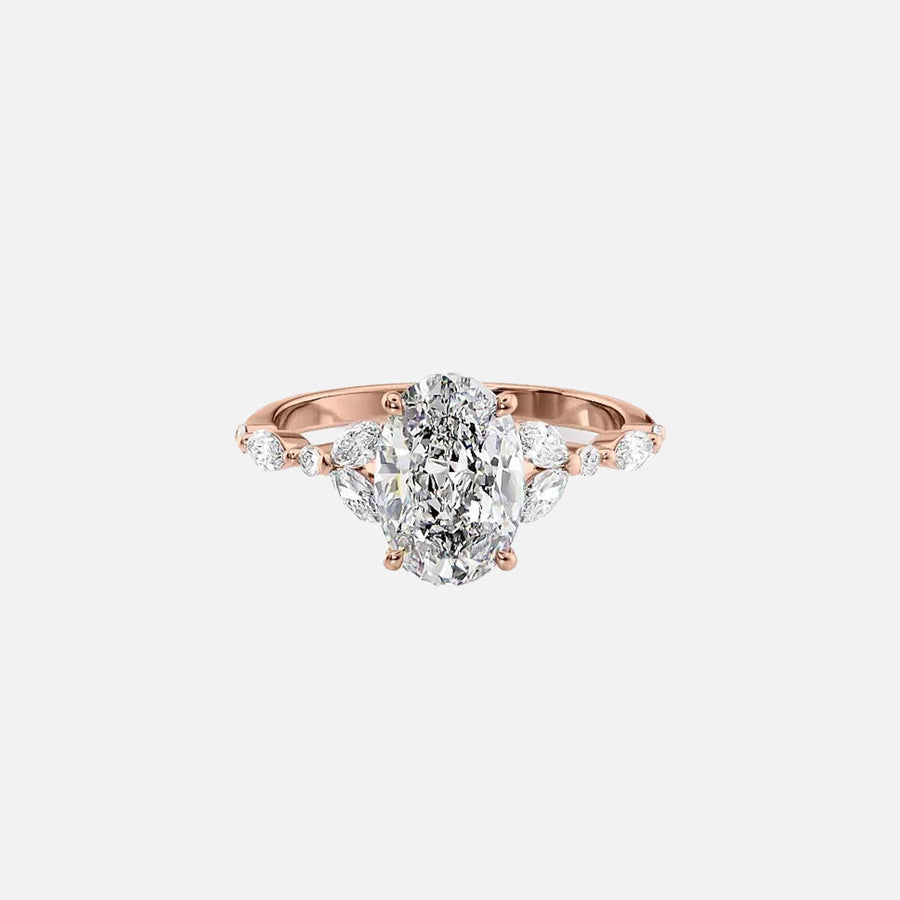  The Marquise Chelsea Oval Lab Diamond Ring 18k Rose Gold 001