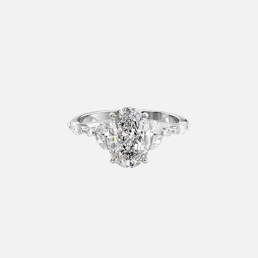  The Marquise Chelsea Oval Lab Diamond Ring 18k White Gold 001