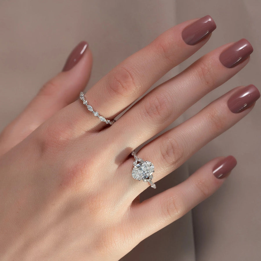  The Marquise Chelsea Oval Lab Diamond Ring 18k White Gold 003