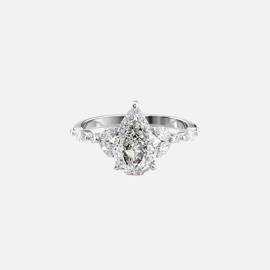  The Marquise Chelsea Pear Lab Diamond Ring 14k White Gold 001