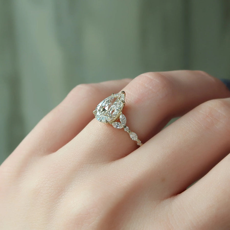  The Marquise Chelsea Pear Lab Diamond Ring 14k Yellow Gold 004 Final