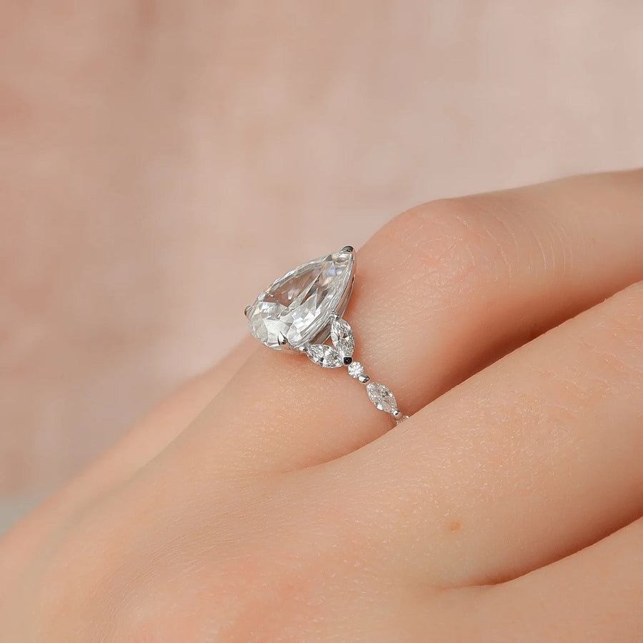  The Marquise Chelsea Pear Lab Diamond Ring 18k White Gold 004 Final