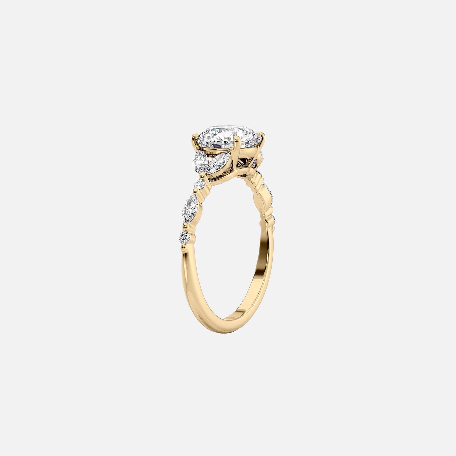  The Marquise Chelsea Pear Moissanite Ring 14k Yellow Gold 002