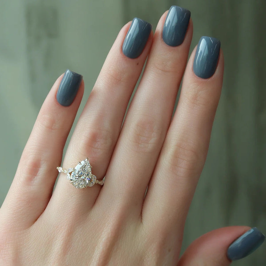  The Marquise Chelsea Pear Moissanite Ring 14k Yellow Gold 003