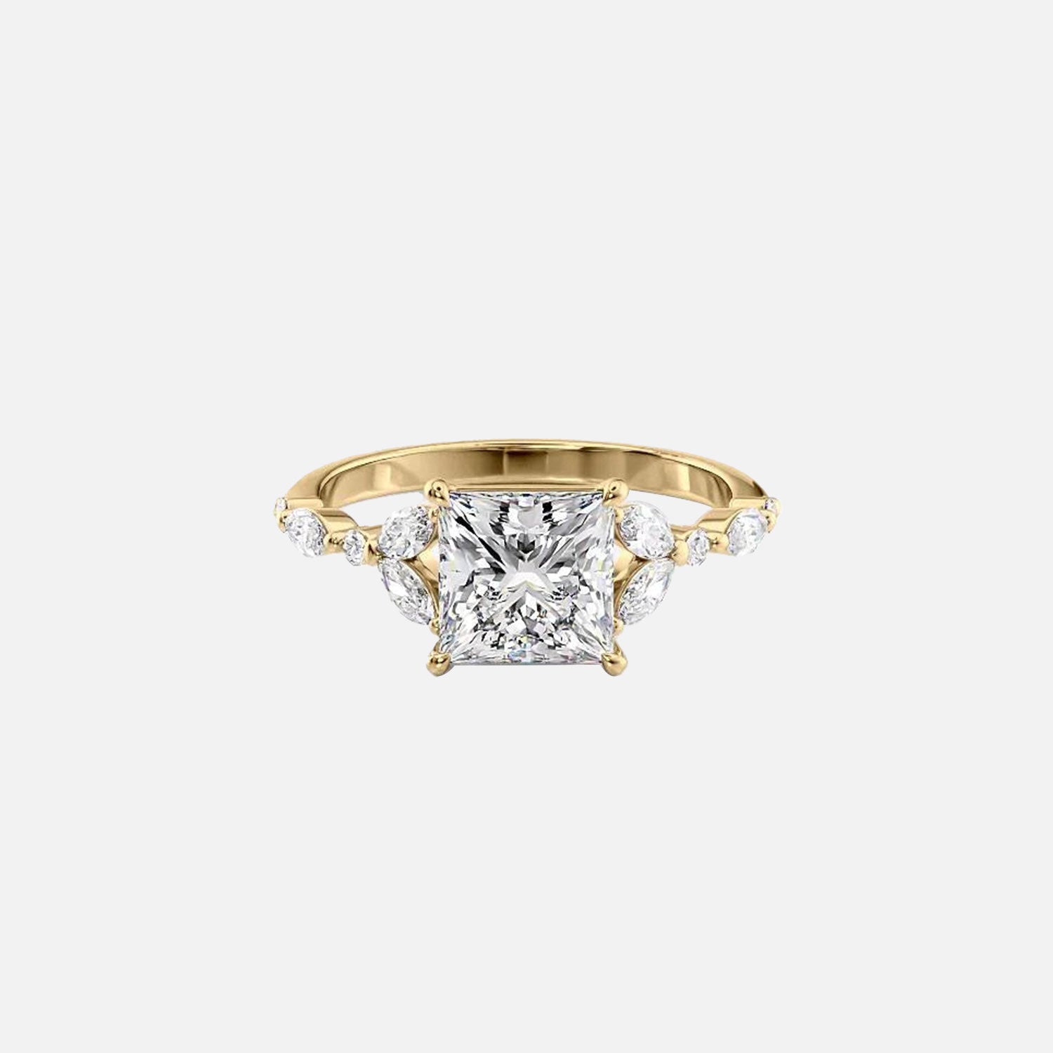 The Marquise Chelsea Princess Lab Diamond Ring 14k Yellow Gold 001
