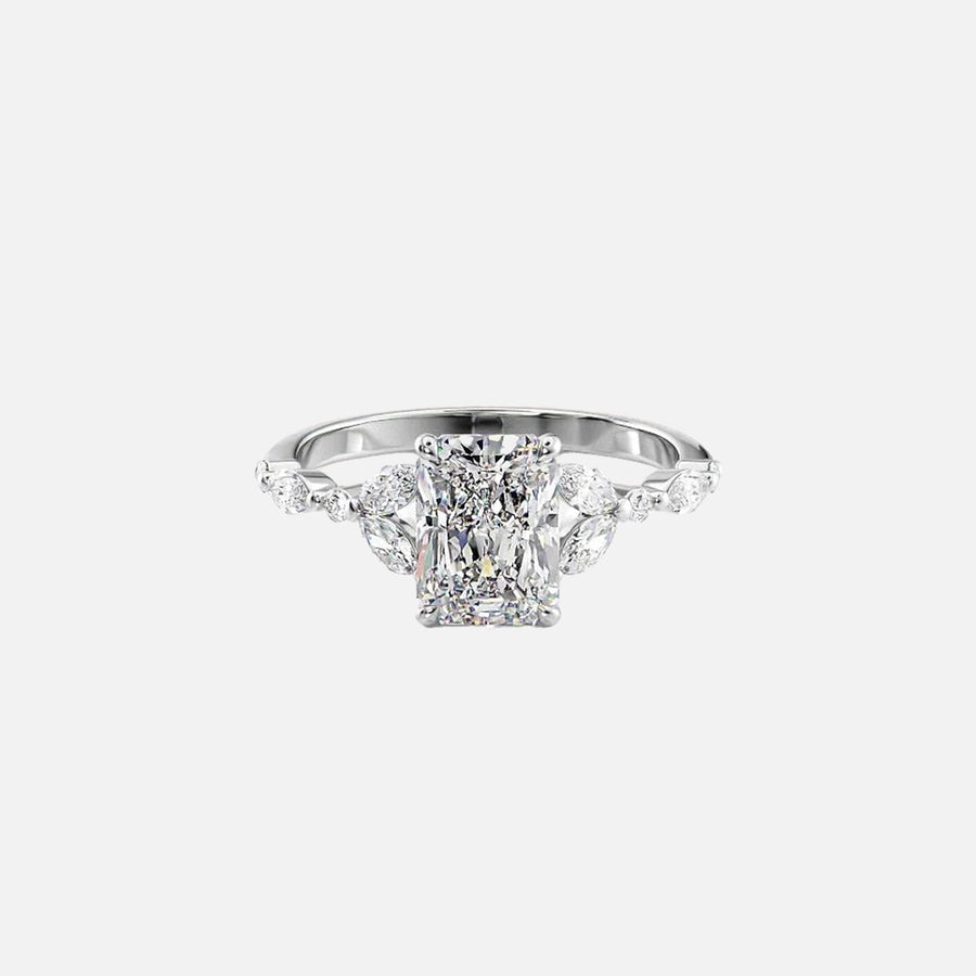  The Marquise Chelsea Radiant Moissanite Ring 14k White Gold 001
