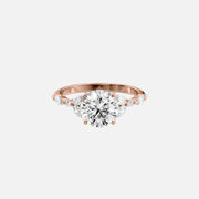  The Marquise Chelsea Round Lab Diamond Ring 14k Rose Gold 001