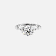  The Marquise Chelsea Round Moissanite Ring 14k White Gold 001