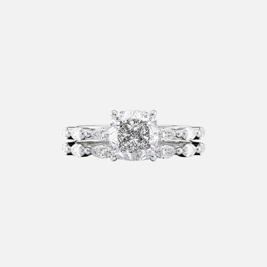  The Marquise Lucia Cushion Lab Diamond Ring 14k White Gold 003