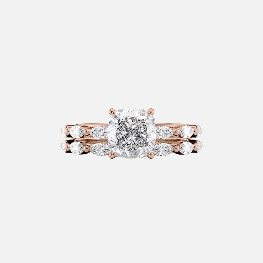  The Marquise Lucia Cushion Lab Diamond Ring 18k Rose Gold 003