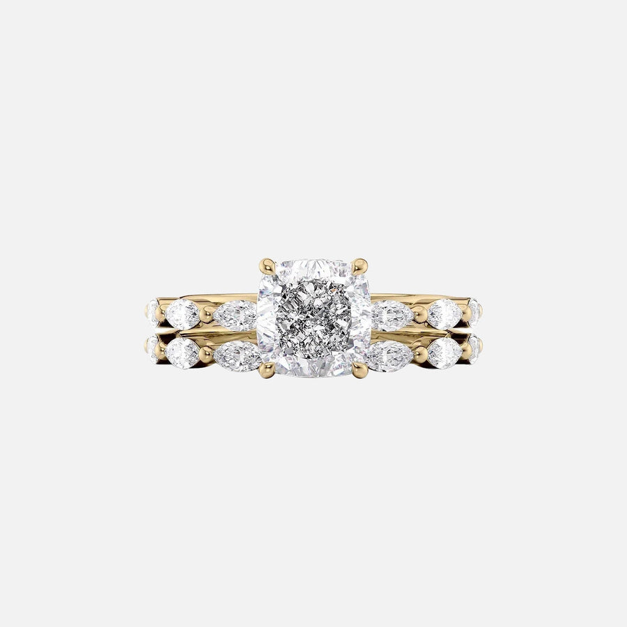  The Marquise Lucia Cushion Moissanite Ring 18k Yellow Gold 003