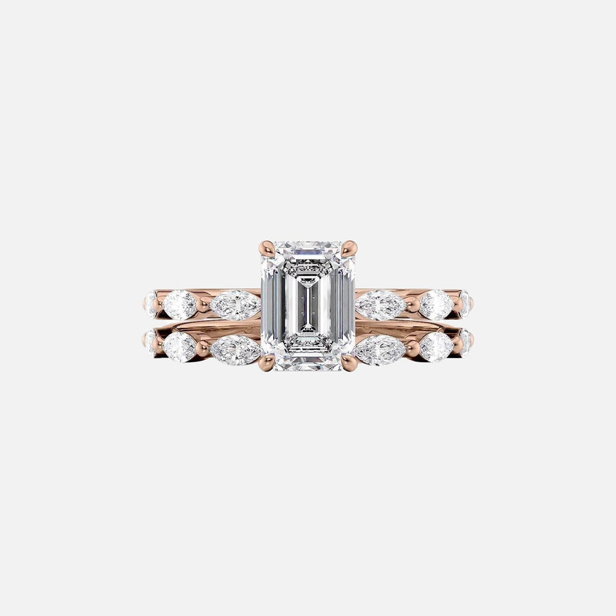  The Marquise Lucia Emerald Lab Diamond Ring 14k Rose Gold 003