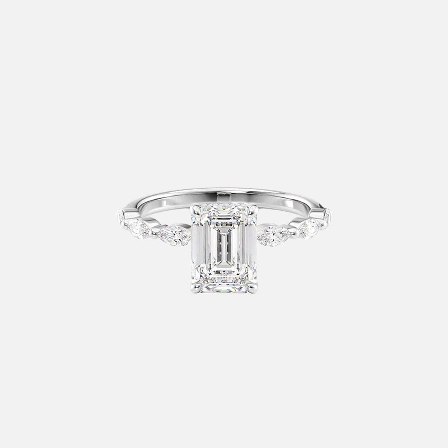  The Marquise Lucia Emerald Lab Diamond Ring 14k White Gold 001