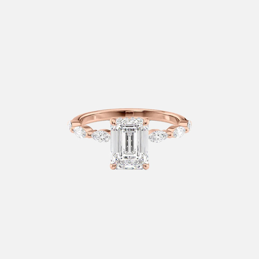  The Marquise Lucia Emerald Lab Diamond Ring 18k Rose Gold 001