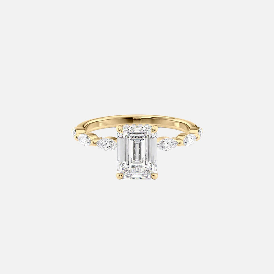  The Marquise Lucia Emerald Lab Diamond Ring 18k Yellow Gold 001