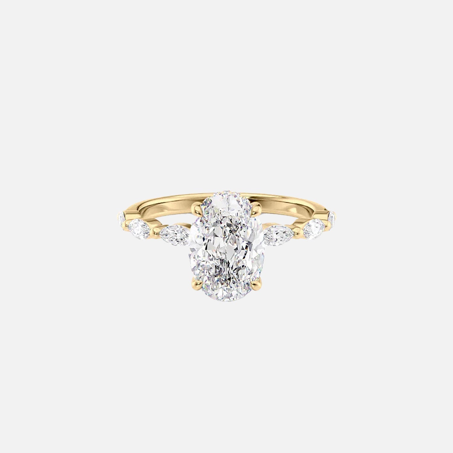 The Marquise Lucia Oval Moissanite Ring 14k Yellow Gold 001