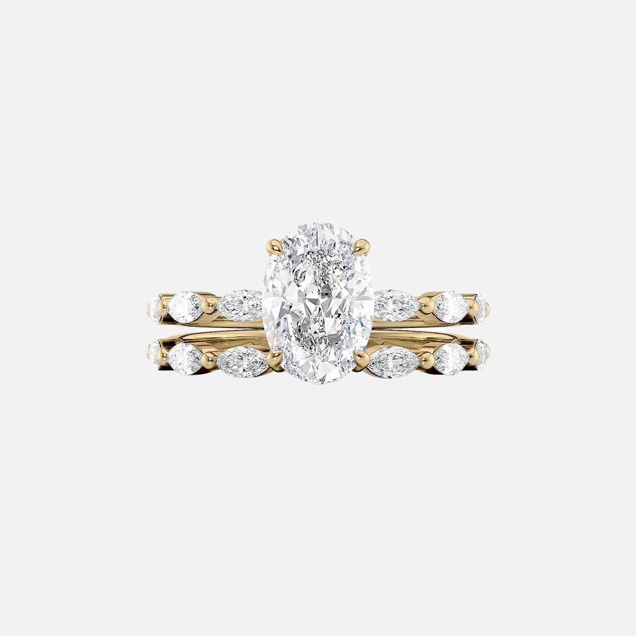  The Marquise Lucia Oval Moissanite Ring 18k Yellow Gold 003
