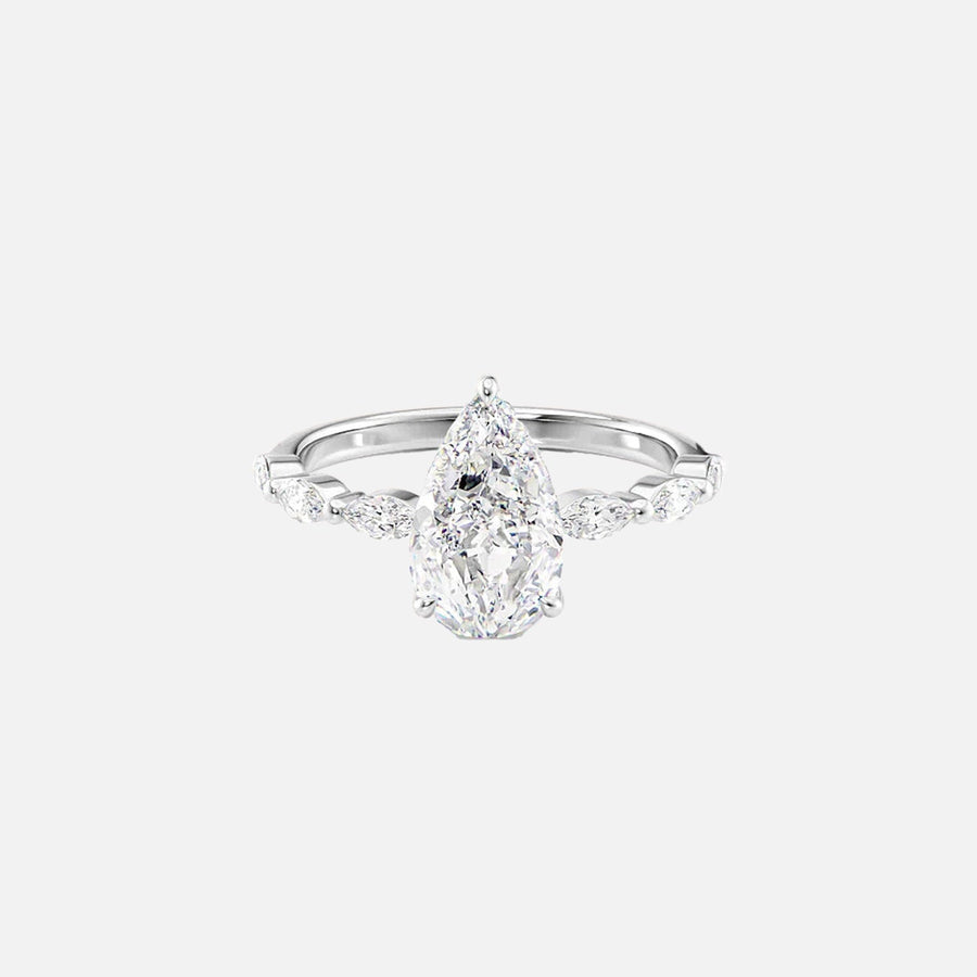  The Marquise Lucia Pear Lab Diamond Ring 14k White Gold 001