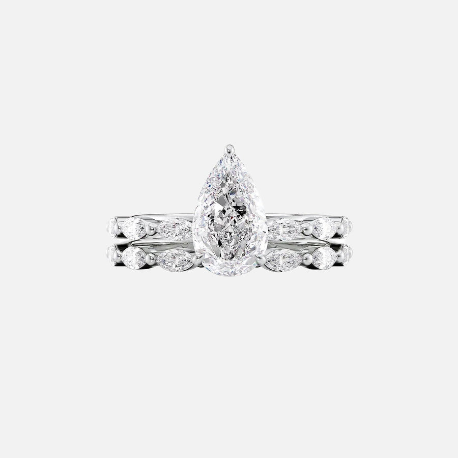  The Marquise Lucia Pear Lab Diamond Ring 18k White Gold 003