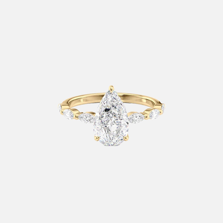  The Marquise Lucia Pear Lab Diamond Ring 18k Yellow Gold 001