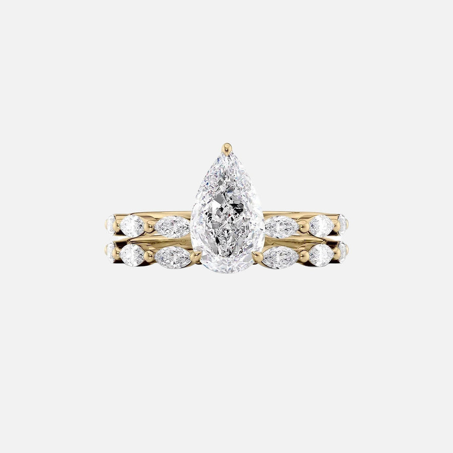  The Marquise Lucia Pear Lab Diamond Ring 18k Yellow Gold 003