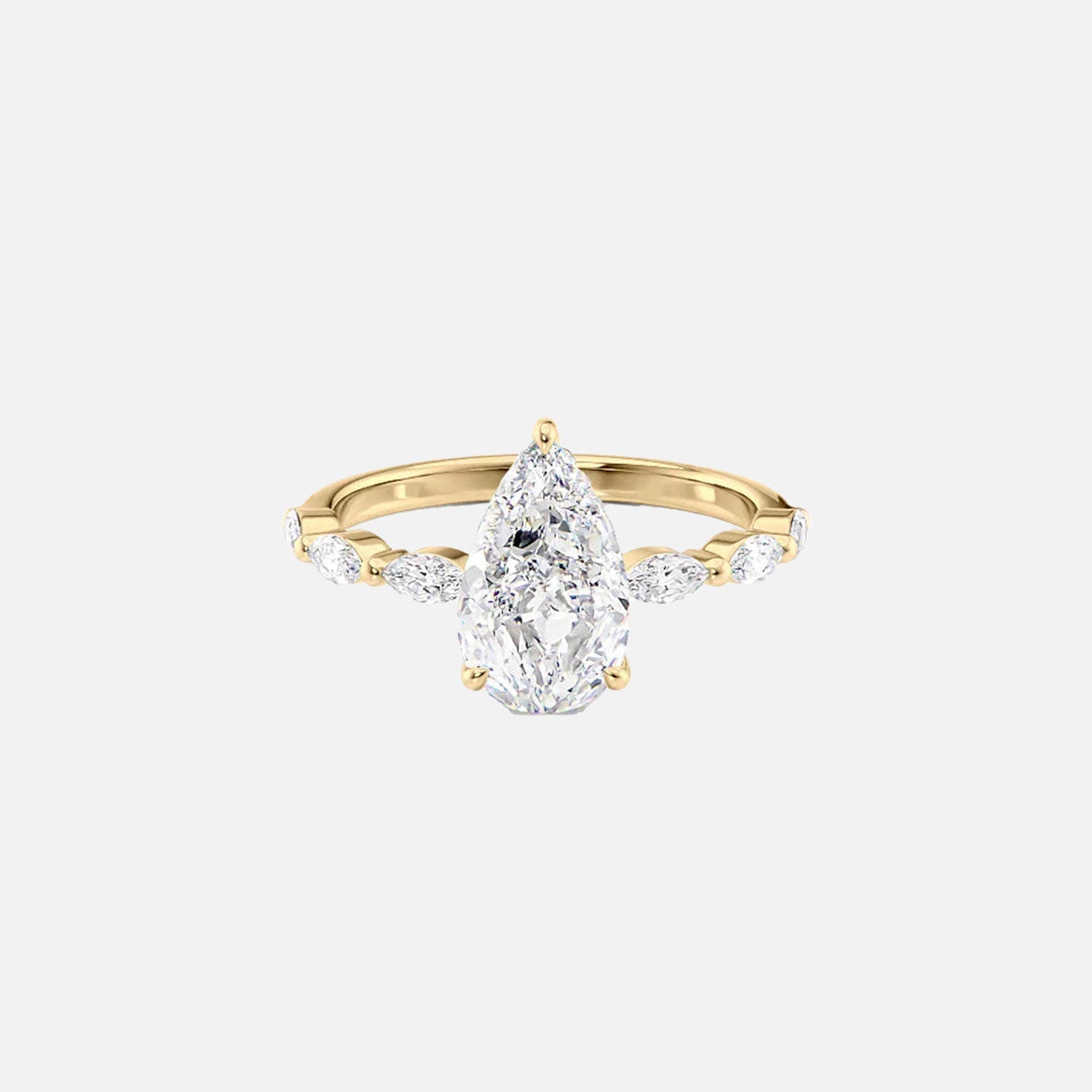 The Marquise Lucia Pear Moissanite Ring 14k Yellow Gold 001