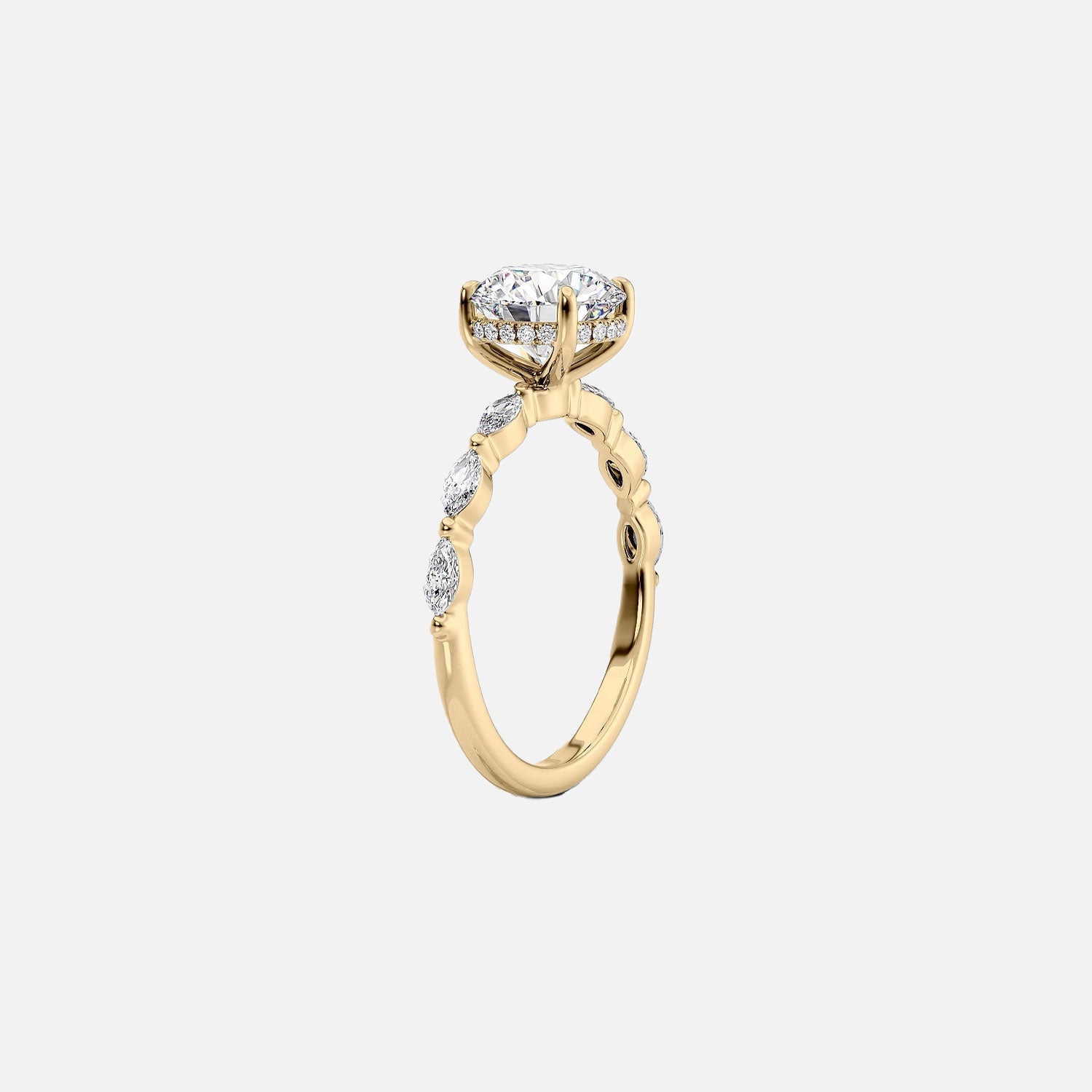  The Marquise Lucia Pear Moissanite Ring 14k Yellow Gold 002