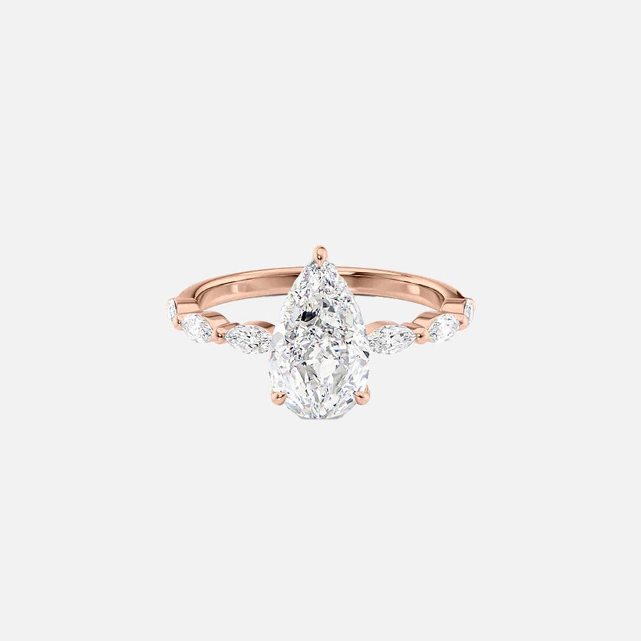  The Marquise Lucia Pear Moissanite Ring 18k Rose Gold 001