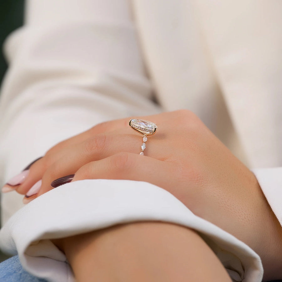  The Marquise Lucia Pear Moissanite Ring 18k Rose Gold 005