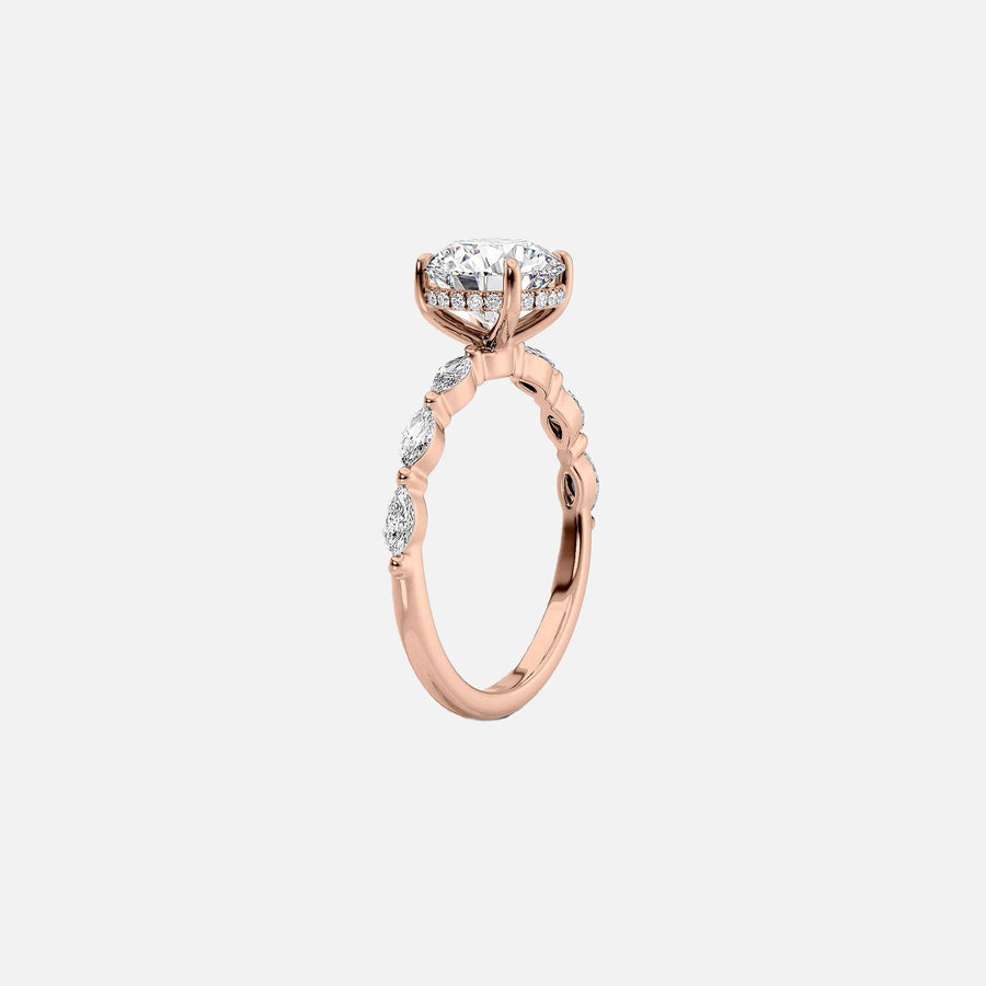  The Marquise Lucia Princess Lab Diamond Ring 14k Rose Gold 002