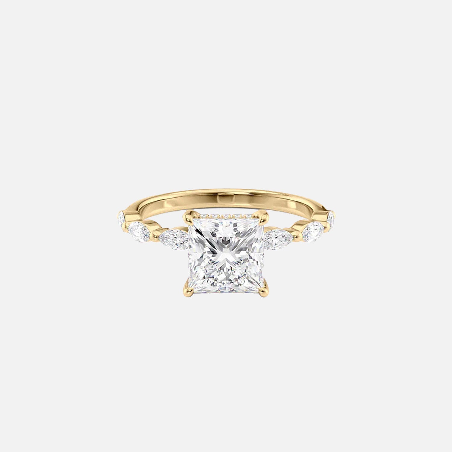 The Marquise Lucia Princess Lab Diamond Ring 14k Yellow Gold 001