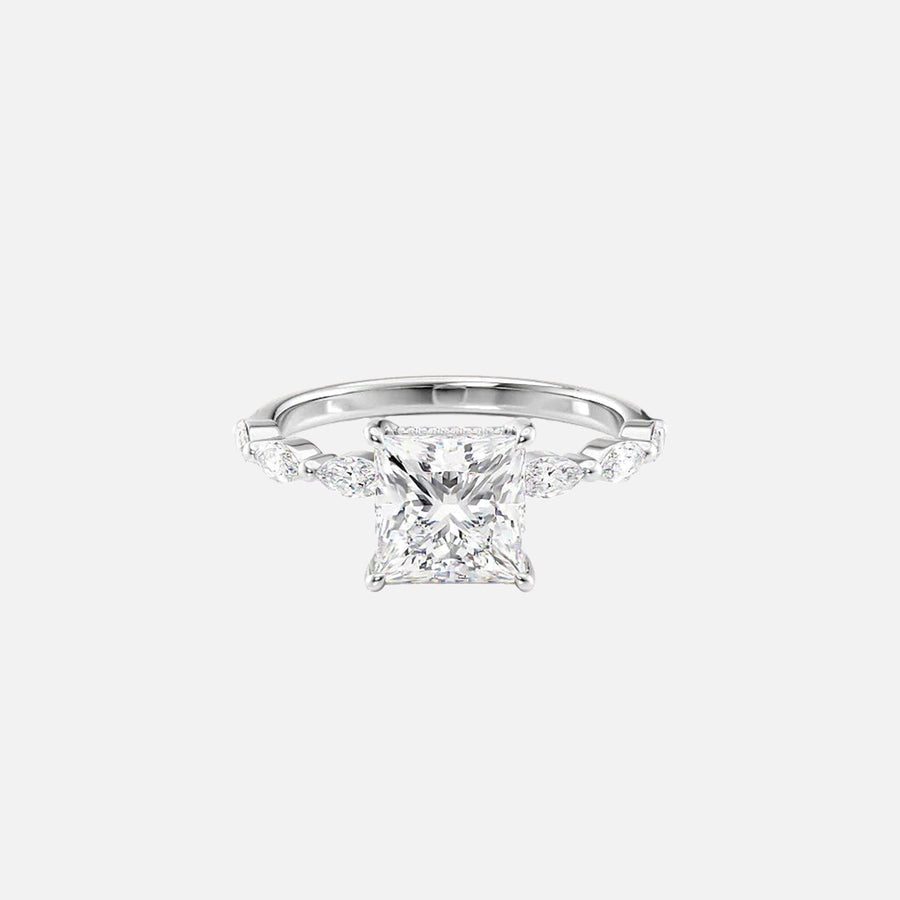  The Marquise Lucia Princess Lab Diamond Ring 18k White Gold 001
