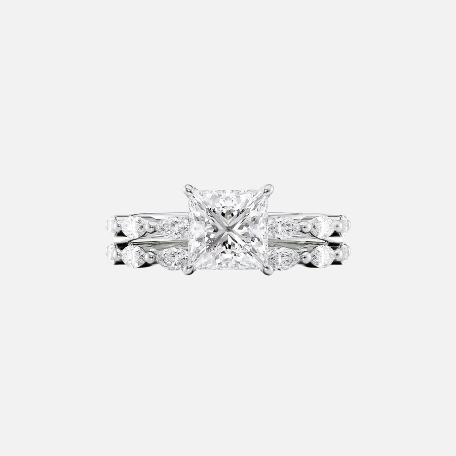  The Marquise Lucia Princess Lab Diamond Ring 18k White Gold 003