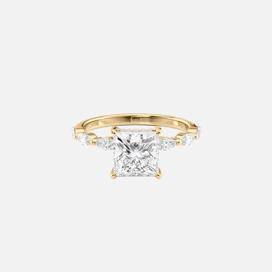  The Marquise Lucia Princess Lab Diamond Ring 18k Yellow Gold 001