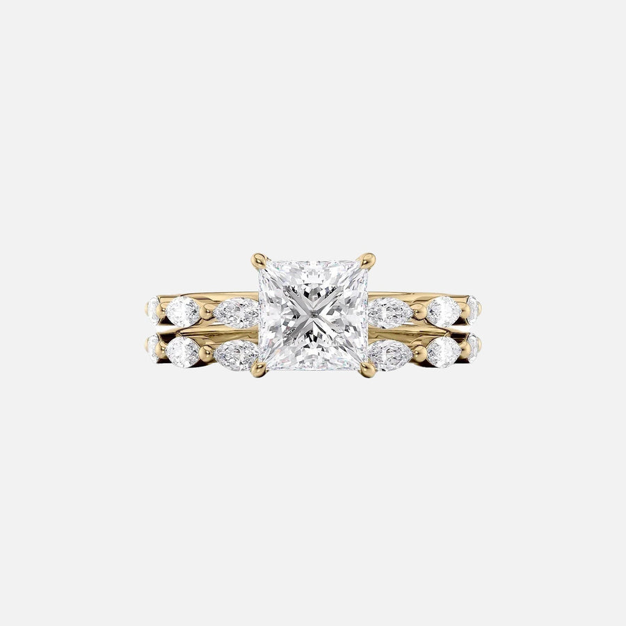  The Marquise Lucia Princess Lab Diamond Ring 18k Yellow Gold 003