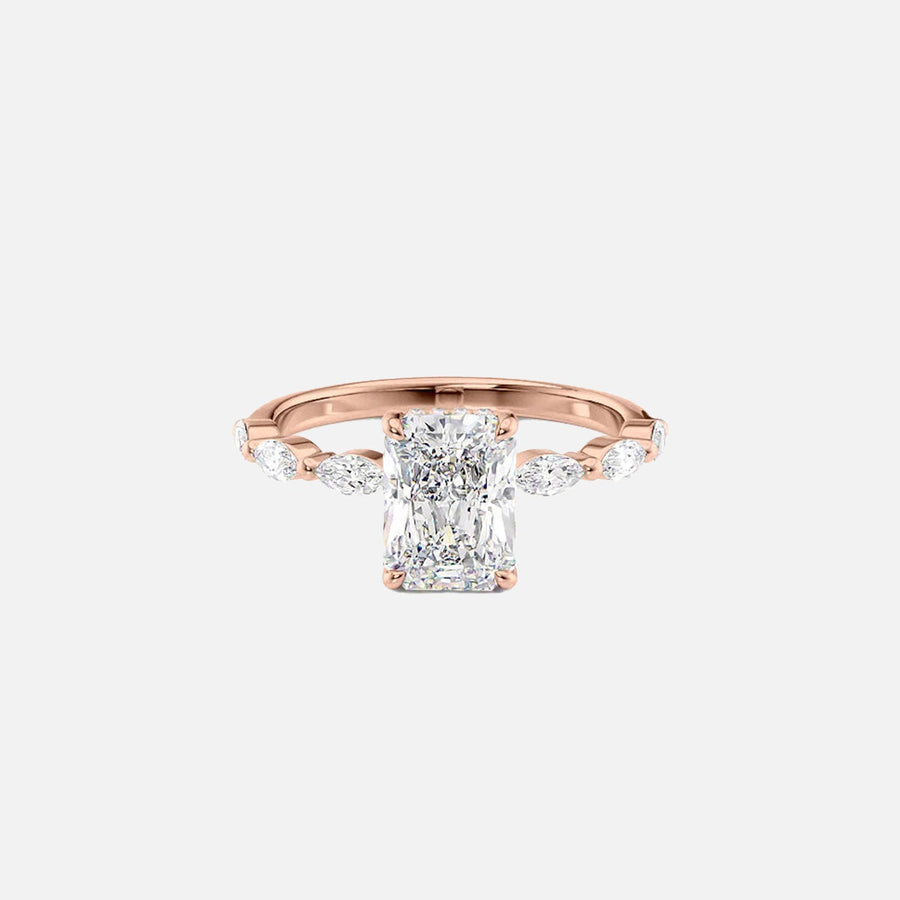 The Marquise Lucia Radiant Lab Diamond Ring 14k Rose Gold 001