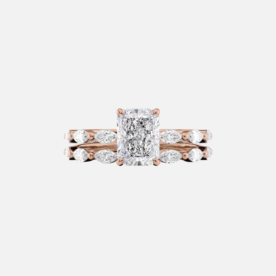  The Marquise Lucia Radiant Lab Diamond Ring 14k Rose Gold 003