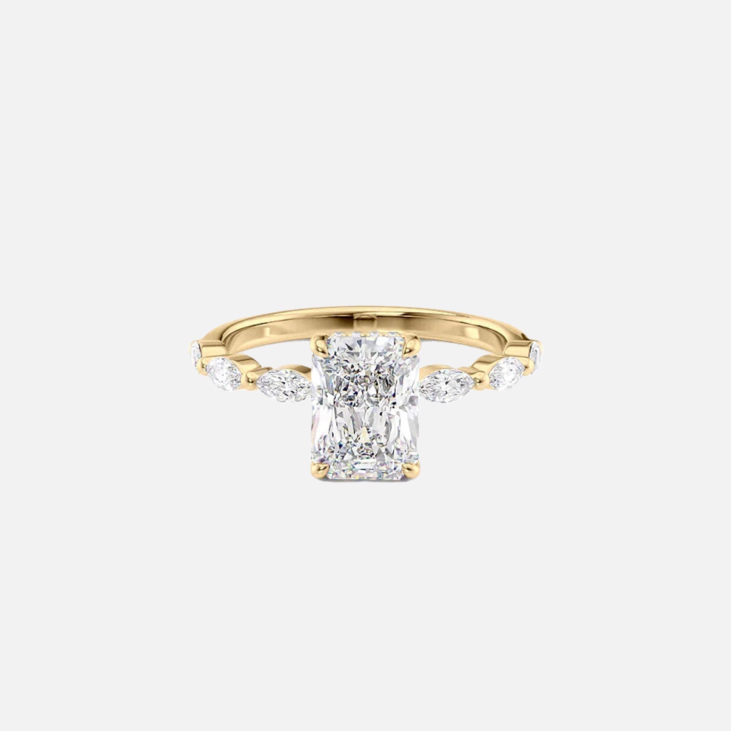 The Marquise Lucia Radiant Lab Diamond Ring 14k Yellow Gold 001