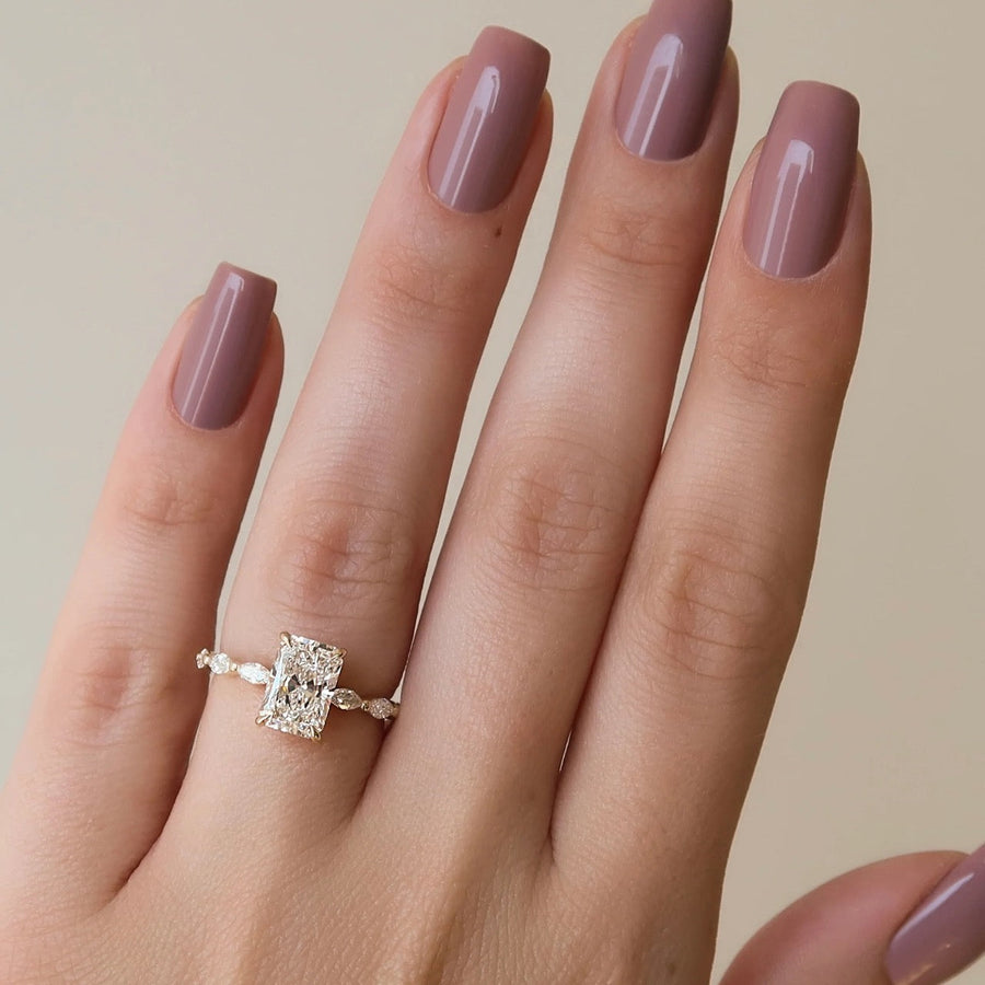  The Marquise Lucia Radiant Lab Diamond Ring 14k Yellow Gold 004