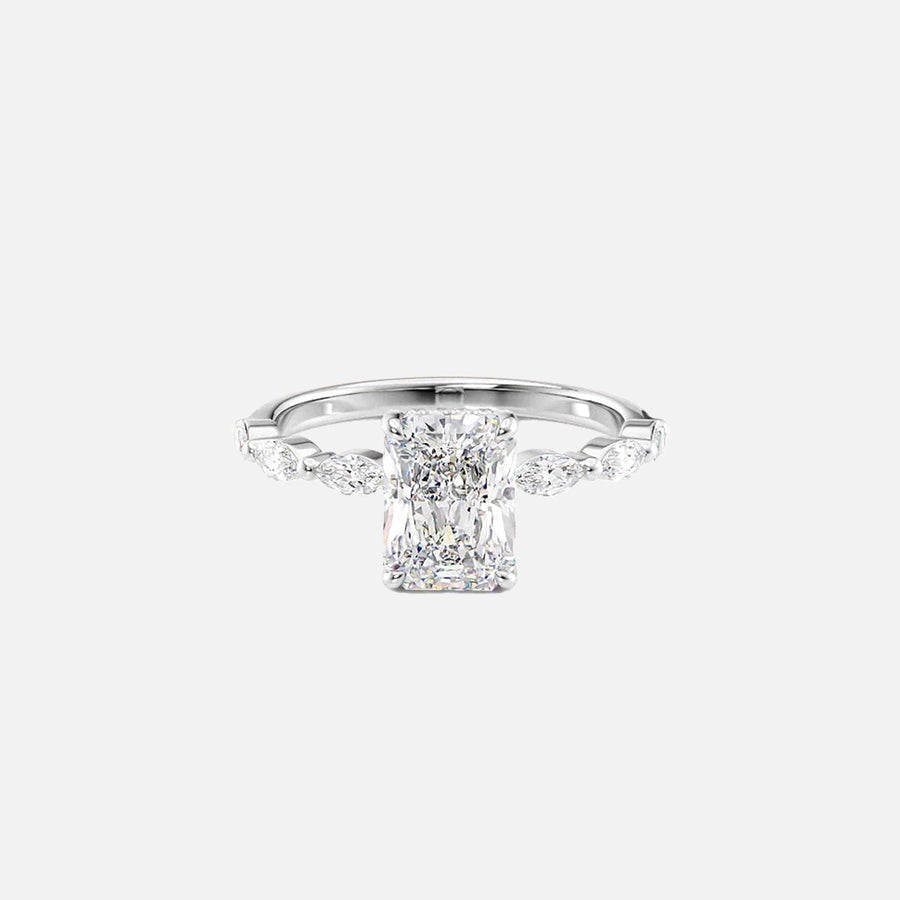  The Marquise Lucia Radiant Lab Diamond Ring 18k White Gold 001