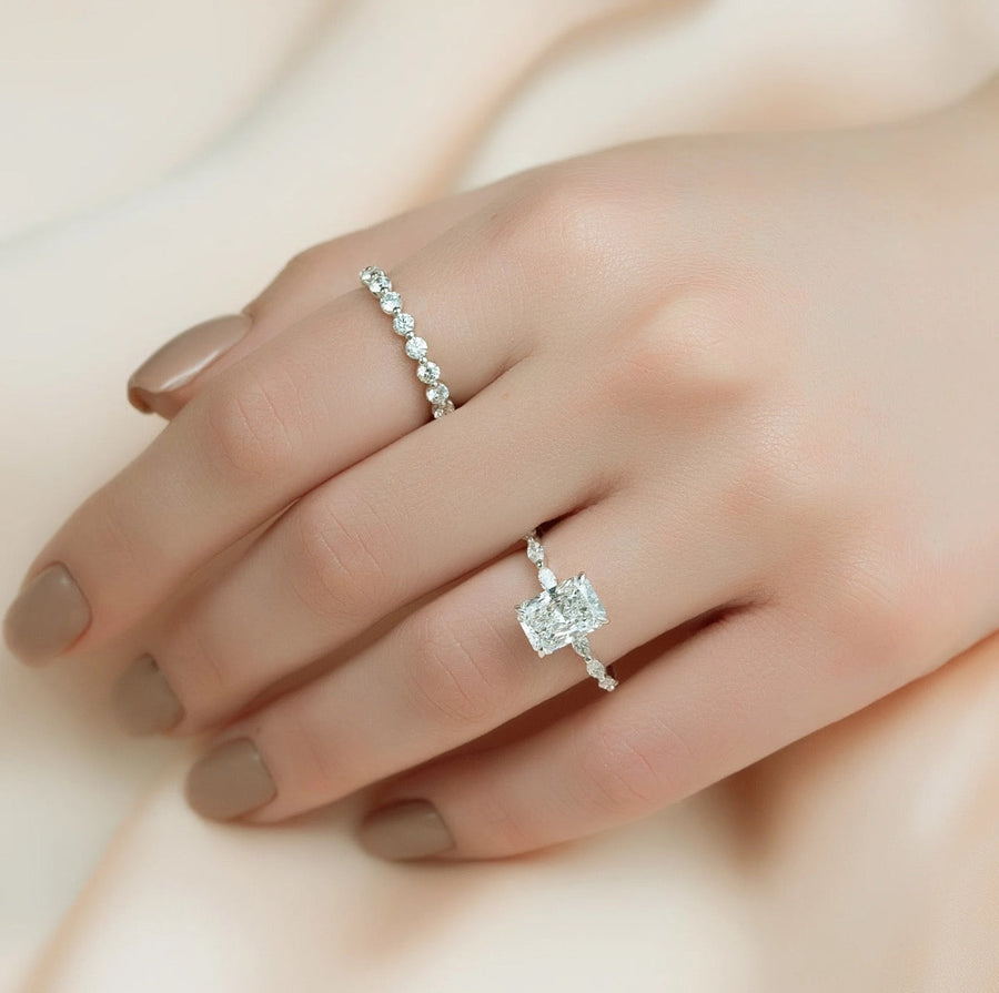  The Marquise Lucia Radiant Lab Diamond Ring 18k White Gold 004