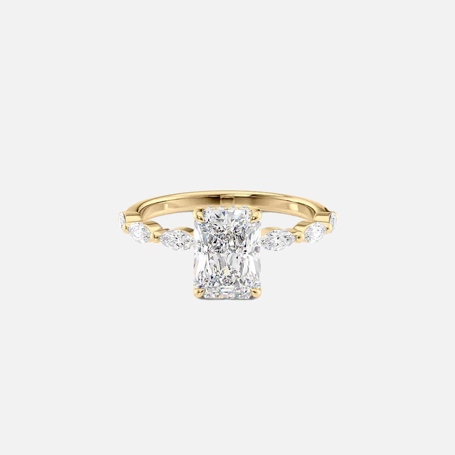  The Marquise Lucia Radiant Lab Diamond Ring 18k Yellow Gold 001