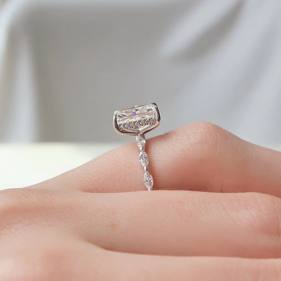  The Marquise Lucia Radiant Moissanite Ring 18k White Gold 005 Final